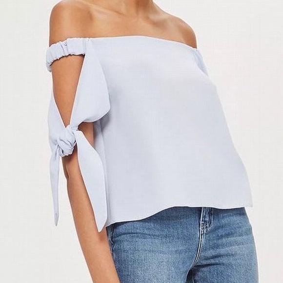 Topshop Tops - ❤️Topshop Off Shoulder blouse light blue